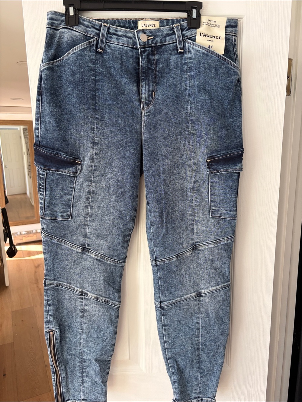 L'AGENCE Women’s Washed Mid-Rise Skinny Cargo Pants